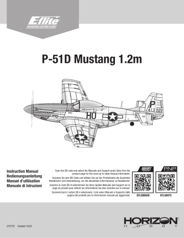 EFL089500 | E-flite EFL08975 P-51D Mustang 1.2m PNP “Cripes A’Mighty 3rd” Manuel utilisateur | Fixfr