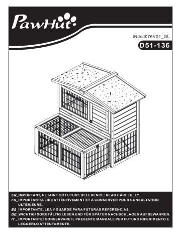 PawHut D51-136 Deluxe Wooden 2 Story Rabbit Hutch Mode d'emploi | Fixfr