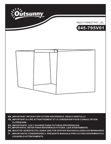 Outsunny 845-795V01GN 6 x 3ft Tall Crop Cage Mode d'emploi | Fixfr