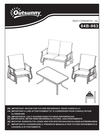 Outsunny 84B-963 4 Pieces Patio Furniture Set Mode d'emploi | Fixfr