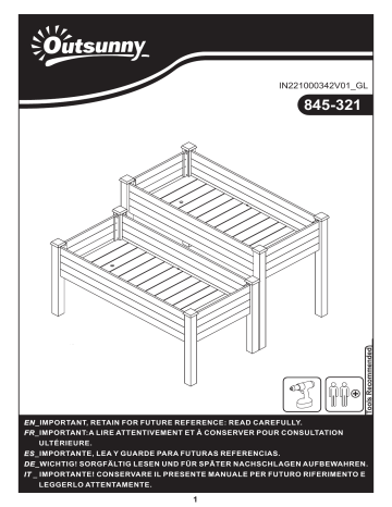 Outsunny 845-321 2-Level Raised Garden Bed Elevated Wood Planter Box Stand Mode d'emploi | Fixfr