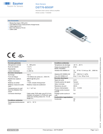 Baumer DST76-B500P Strain Sensor Fiche technique | Fixfr