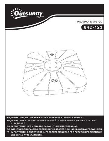 Outsunny 84D-123 Square Cantilever Patio Umbrella Base Mode d'emploi | Fixfr