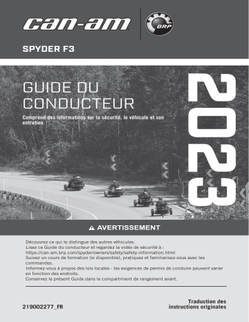 Can-Am Spyder F3 Series 2023 Manuel du propriétaire | Fixfr