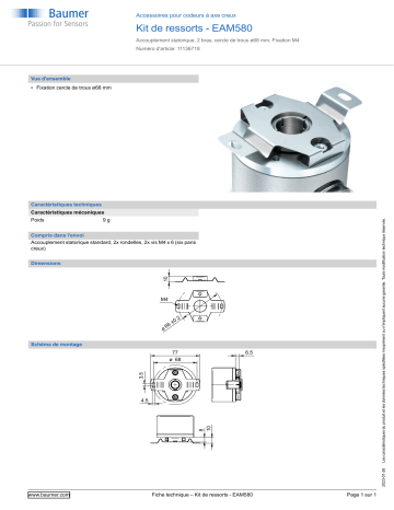 Baumer Set of spring washers - EAM580 Mounting hollow shaft encoder Fiche technique | Fixfr