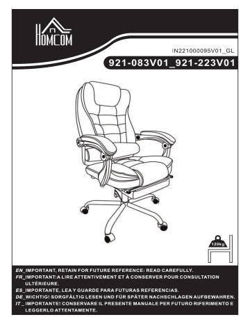 921-083V01CF | HOMCOM 921-083V01RD High Back Ergonomic Executive Office Chair Mode d'emploi | Fixfr