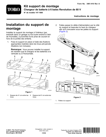 Toro Mounting Bracket Kit, Revolution 60V 6-Pod Battery Charger Misc Guide d'installation | Fixfr