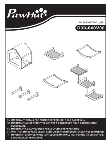 PawHut D30-640V00AK 8pc Cat Wall Shelves Mode d'emploi | Fixfr