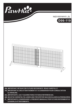 PawHut D06-119ND 72" W x 27.25" H Extra Wide Freestanding Pet Gate Mode d'emploi