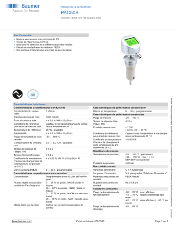 Baumer PAC50S Conductivity measurement Fiche technique | Fixfr