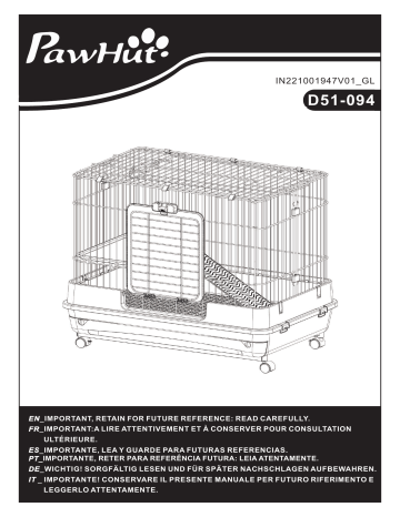 D51-094WT | PawHut D51-094PK 2-Level Small Animal Cage Rabbit Hutch Mode d'emploi | Fixfr
