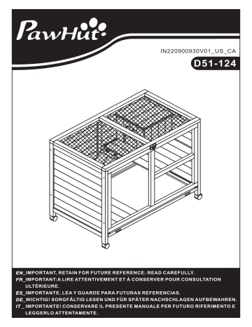 PawHut D51-124GY Solid Wood Rabbit Hutch Pet House Mode d'emploi | Fixfr