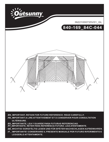 84C-044BU | 84C-044CW | Outsunny 84C-044GN Outdoor Cathedral Style Roof Party Gazebo Mode d'emploi | Fixfr