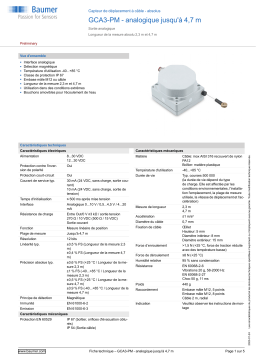 Baumer GCA3-PM - analog up to 4.7 m Cable transducer - absolute Fiche technique