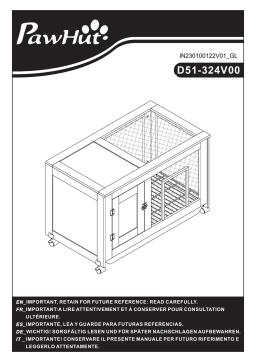 PawHut D51-324V00ND Rabbit Hutch Indoor Bunny Cage Furniture on Wheels Mode d'emploi