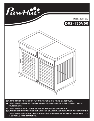 PawHut D02-130V00ND Dog Crate End Table Mode d'emploi | Fixfr