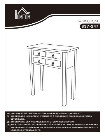 HOMCOM 837-247 Vintage Console Table Mode d'emploi | Fixfr