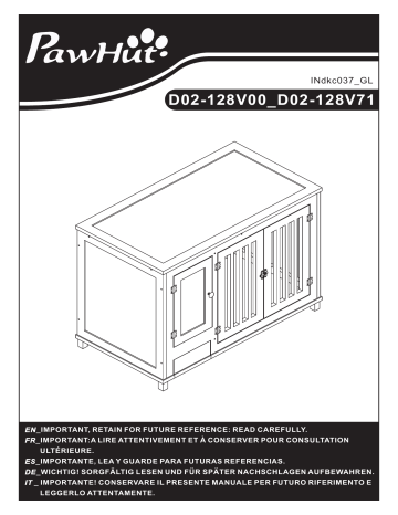 PawHut D02-128V00ND Wooden Dog Crate Mode d'emploi | Fixfr