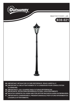 Outsunny B30-021WT 76.5" Solar Lamp Post Light Outdoor All Weather Protection Mode d'emploi