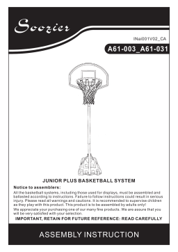 Soozier A61-031 Portable Basketball Hoop Stand Mode d'emploi