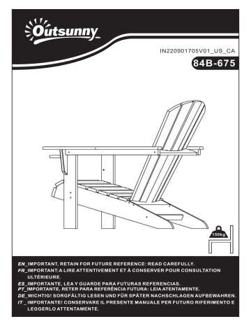 84B-675WT | Outsunny 84B-675BK Outside Patio & Backyard Lounge Adirondack Chair Mode d'emploi | Fixfr