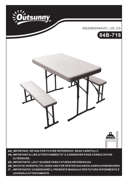 Outsunny 84B-718 Picnic Table Portable Camping Beer Table Set 3-Piece Folding Picnic Table and Bench Mode d'emploi