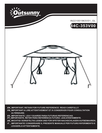 Outsunny 84C-353V00BG 13' x 13' Pop Up Gazebo Mode d'emploi | Fixfr