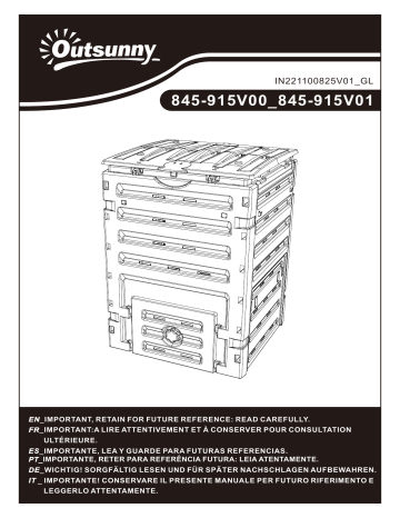 Outsunny 845-915V00BK Garden Compost Bin Mode d'emploi | Fixfr