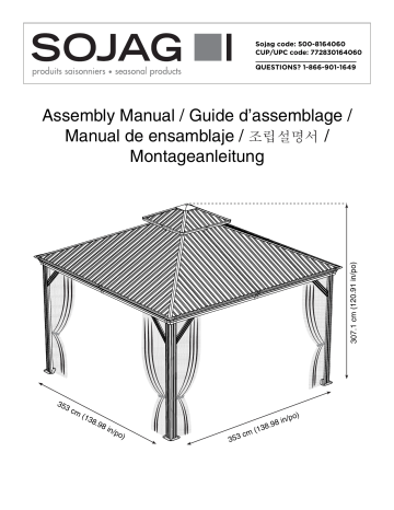 Sojag 500-9164060 Sojag Monaco Champagne 12 ft. x 12 ft. Gazebo Mode d'emploi | Fixfr