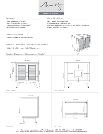 Avanity HARPER-V30-NT Harper 30 in. Vanity Cabinet Only spécification | Fixfr