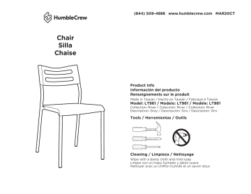 Humble Crew LT961 16.1 in. Width Small Grey Plastic Guest Office Chair Mode d'emploi | Fixfr