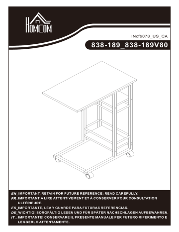 838-189V80BK | HOMCOM 838-189V80 23.5 in. Rustic Brown C Shaped Wood End Table Mode d'emploi | Fixfr