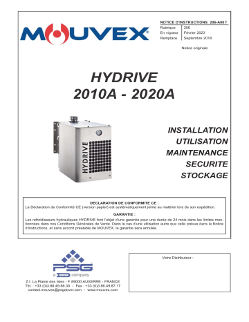 Mouvex 206-A00 Hydrive 2010A - 2020A Manuel utilisateur | Fixfr