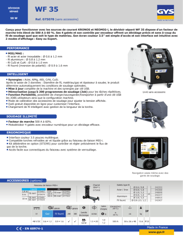 GYS AIR/WATER WIRE FEEDER WF 35 Fiche technique | Fixfr