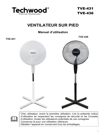 Techwood TVE-431 Ventilateur 40cm sur Pied Manuel utilisateur | Fixfr