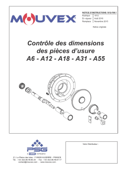 Mouvex 1012-F00 Dimensions pieces d'usure Serie AII Manuel utilisateur