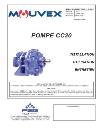 Mouvex 1010-C00 Pompe CC20 Manuel utilisateur | Fixfr
