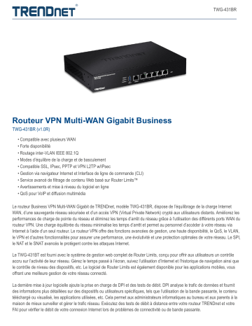Trendnet RB-TWG-431BR Gigabit Multi-WAN VPN Business Router Fiche technique | Fixfr