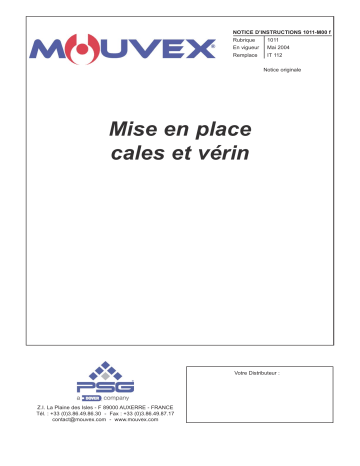 Mouvex 1011-M00 Mise en place cales et verins Manuel utilisateur | Fixfr