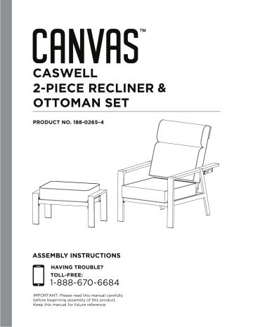 Canvas Caswell Steel Outdoor/Patio Recliner & Ottoman Set Manuel du propriétaire | Fixfr