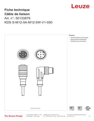 Leuze KDS S-M12-5A-M12-5W-V1-050 Verbindungsleitung Manuel utilisateur | Fixfr