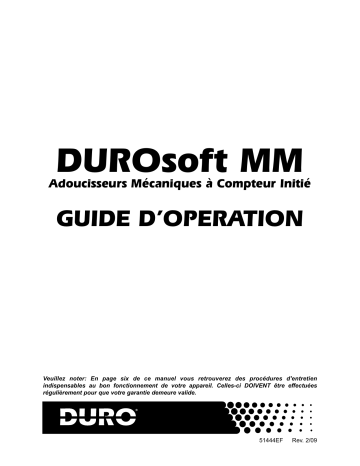 WaterGroup DuroSoft MM Softener 51444 Manuel du propriétaire | Fixfr