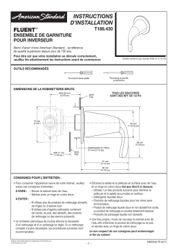 American Standard T186430.295 Fluent® Single Handle Brass Diverter Trim for R422 and R422S in Brushed Nickel Installation manuel