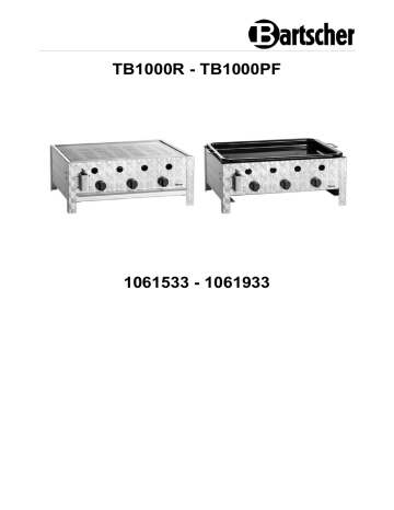 Bartscher 1061933 Gas table-top grill TB1000PF Mode d'emploi | Fixfr
