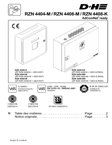 08-M | RZN 4408-K | D+H RZN 4404 Smoke vent control panel Mode d'emploi | Fixfr