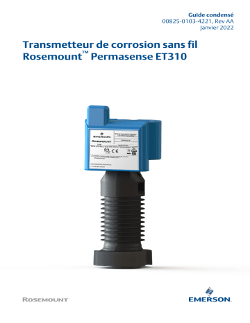 Rosemount Transmetteur de corrosion sans fil Permasense ET310 Mode d'emploi | Fixfr