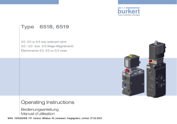 6518 | Burkert 6519 Servo-assisted 3/2 Manuel utilisateur | Fixfr