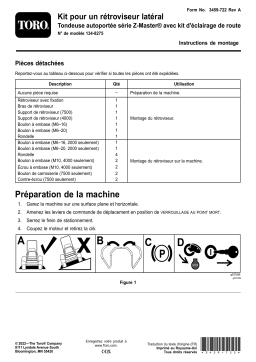 Toro Single Side Mirror Kit, Z-Master Series Riding Mower Riding Product Guide d'installation