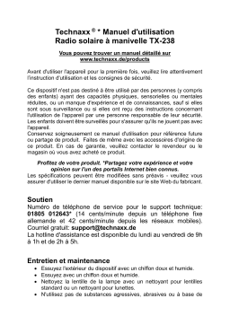 Technaxx TX-238 Hand Crank and Solar Radio Manuel du propriétaire