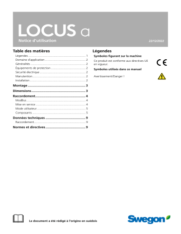 Swegon LOCUS Une information important | Fixfr